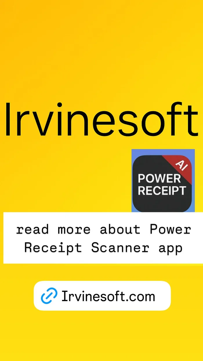 Irvinesoft Power Receipt brand tile in signature yellow