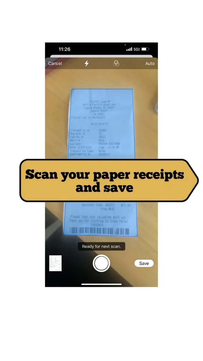 Instagram graphic: Scan your paper receipts and save